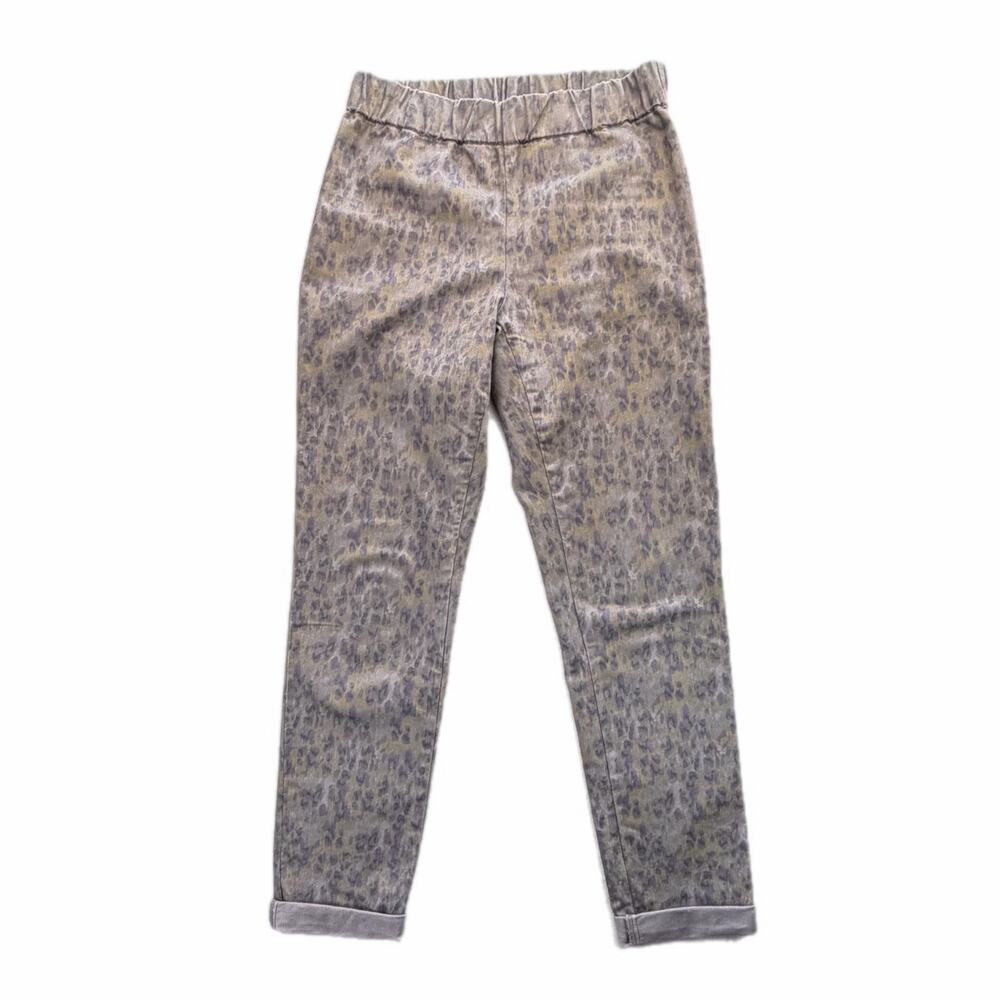 Soft Surroundings Dark Gray Leopard Print Pull On Comfort Casual Denim Jegging